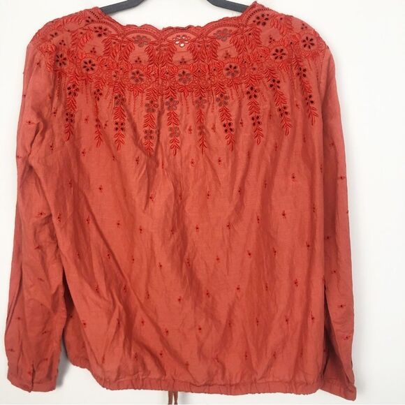 HOUSE OF HARLOW 1960 | Deep Orange Eyelet Lace Wrap Top Drawstring Women’s XS - Picture 6 of 8
